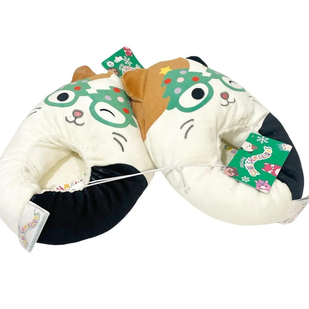 Squishmallows Kids Size 13/1 Slippers Cam The‎ Cat W/Christmas Tree Glasses NEW